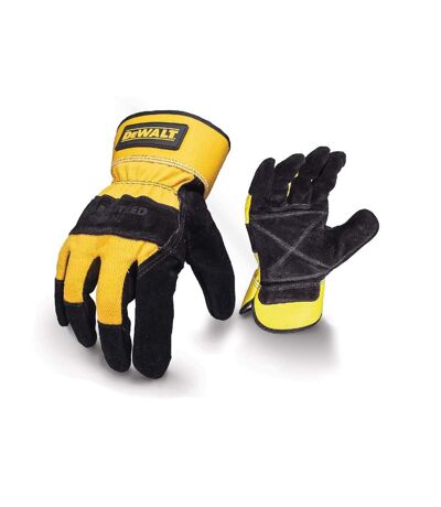 DeWalt Rigger Pig Skin Leather Gloves (Black/Yellow) - UTFS5956