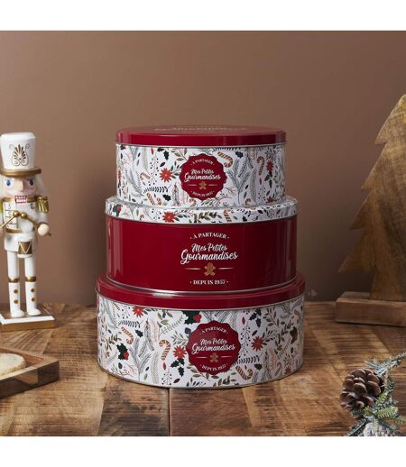 Boite de rangement en métal de Noël collection Mes petites gourmandises 3 pièces