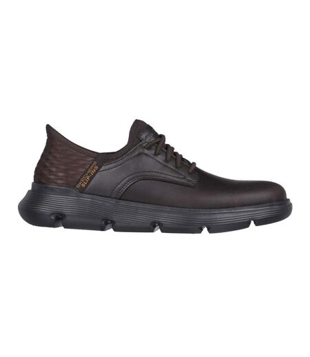 Mens Garza Gervin Leather Oxford Shoes Chocolate Skechers