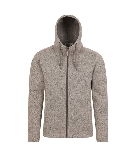 Mens Nevis Fleece Full Zip Hoodie Beige Mountain Warehouse