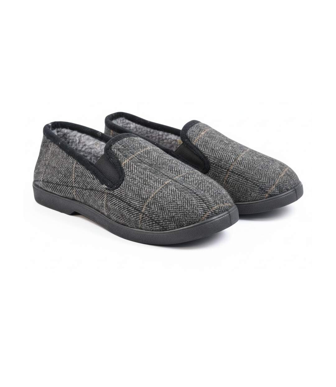 OZABI Charentaises Homme Fourrées Carreaux et Chevrons, Semelle Antidérapante-3