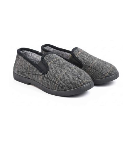 OZABI Charentaises Homme Fourrées Carreaux et Chevrons, Semelle Antidérapante