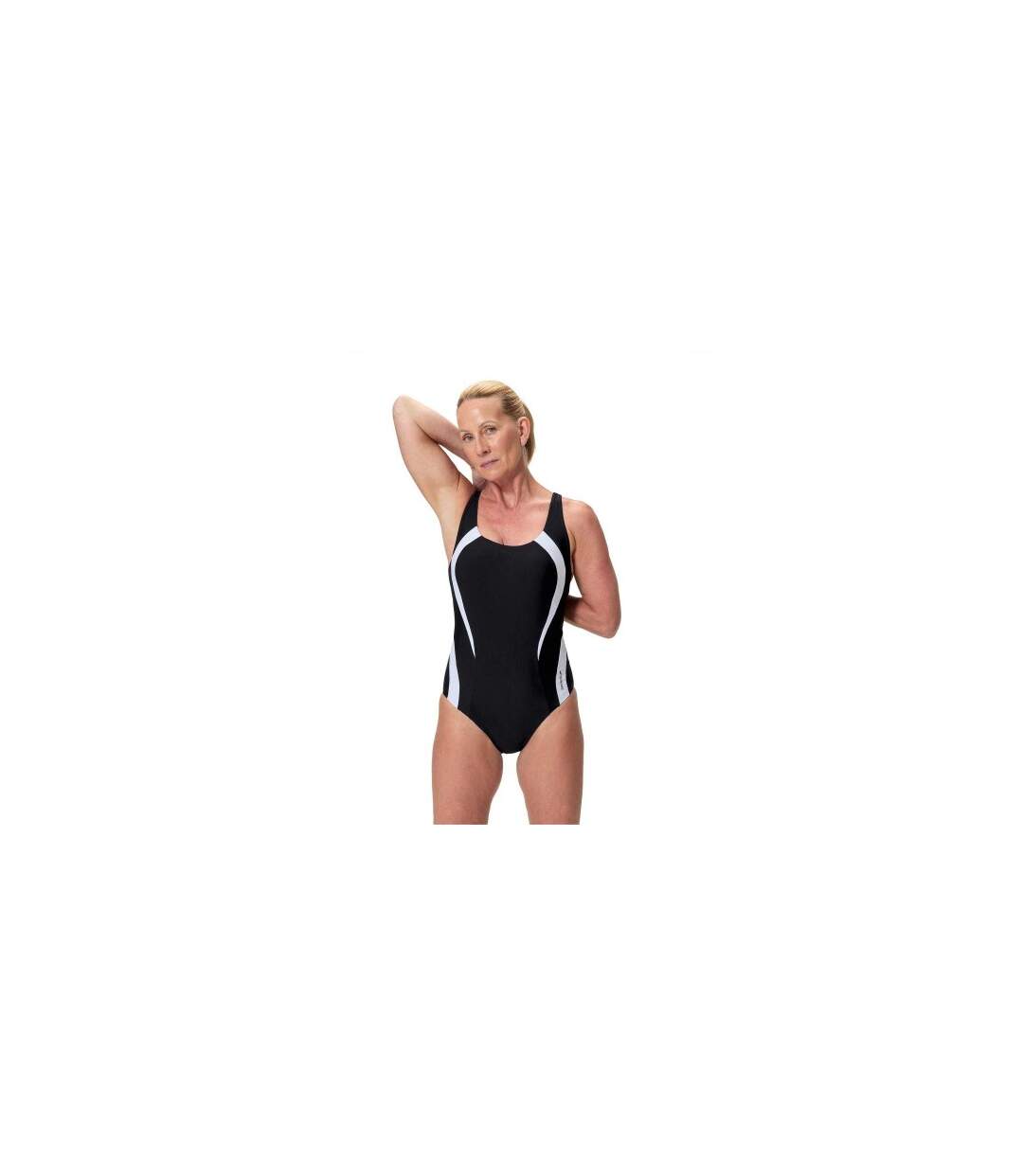 Maillot De Bain 1 Pièce Motif/style À Panneaux Femme Anthracite Blanc Speedo-1