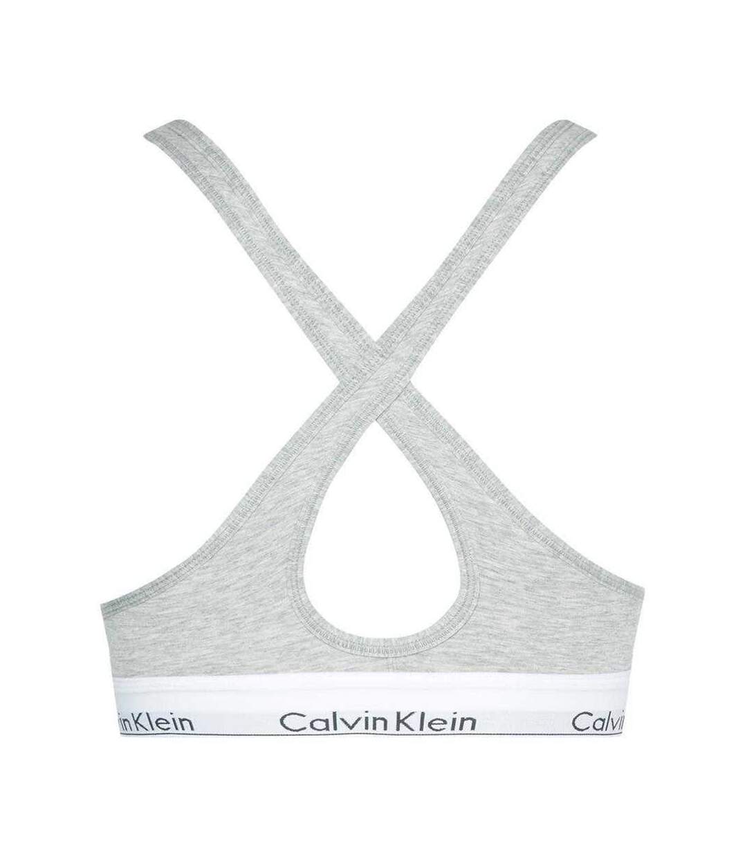 Womens/ladies Modern Cotton Blend Bralette Grey Calvin Klein-3
