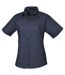 Premier Short Sleeve Poplin Blouse/Plain Work Shirt (Navy)