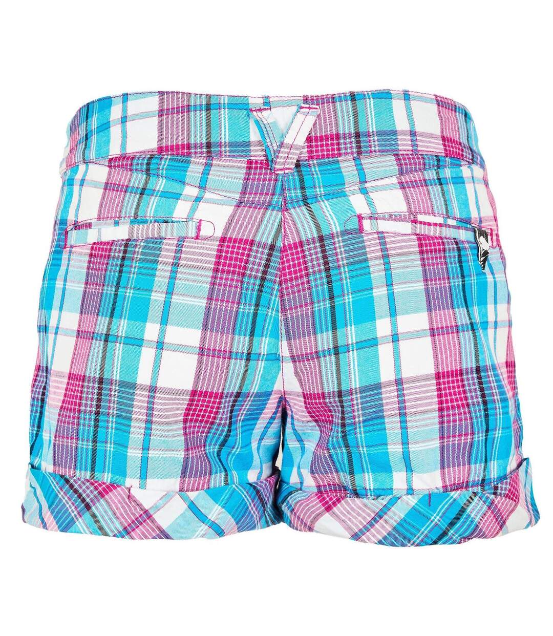 Womens/ladies Cotton Plaid Shorts Blue Puma-2