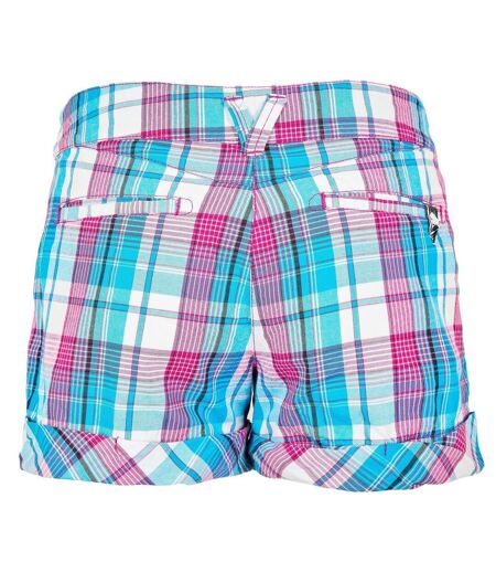 Womens/ladies Cotton Plaid Shorts Blue Puma