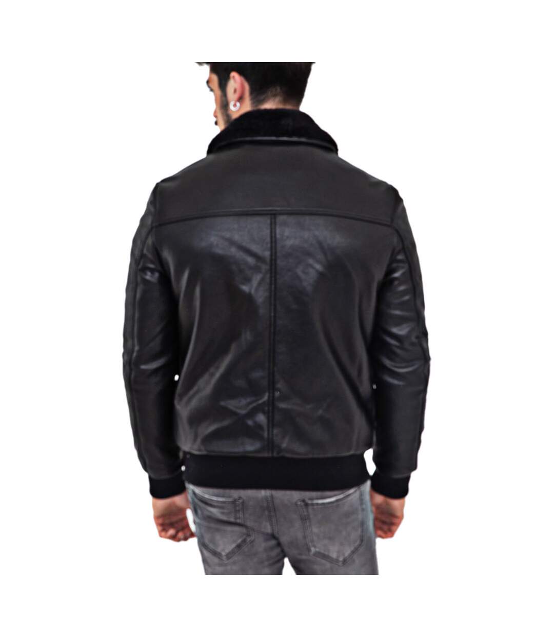 Veste homme col fourré Veste 606-1 noir