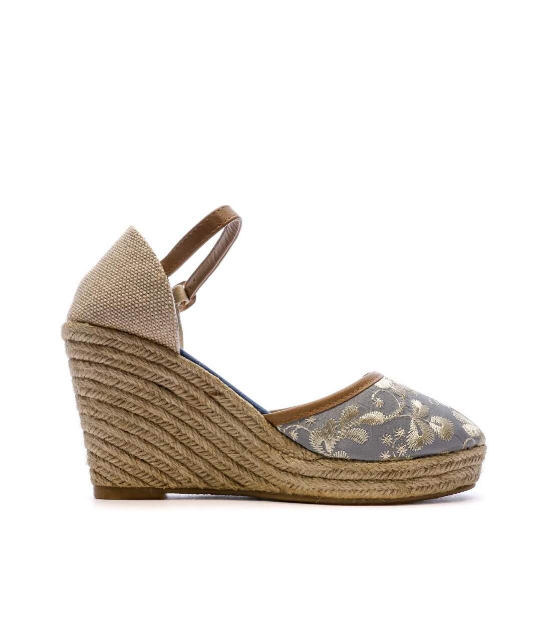 Sandales compensées bleu/fleurs femme beppi-2