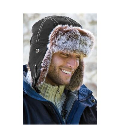 Result Unisex Classic Thermal Winter/Ski Sherpa Trapper Hat (Jet Black) - UTBC985