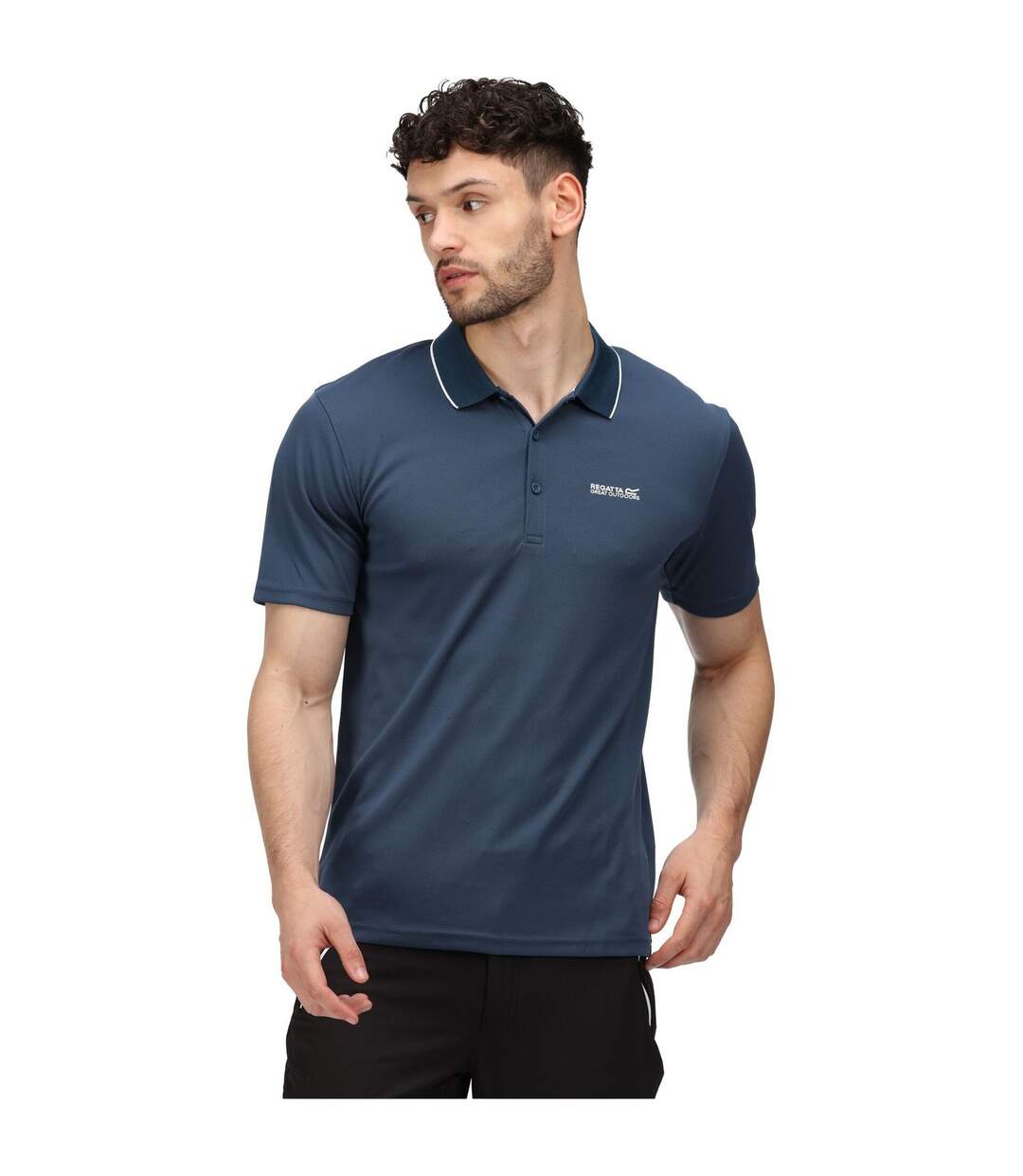 Mens Maverick V Active Polo Shirt Moonlight Denim Regatta-1