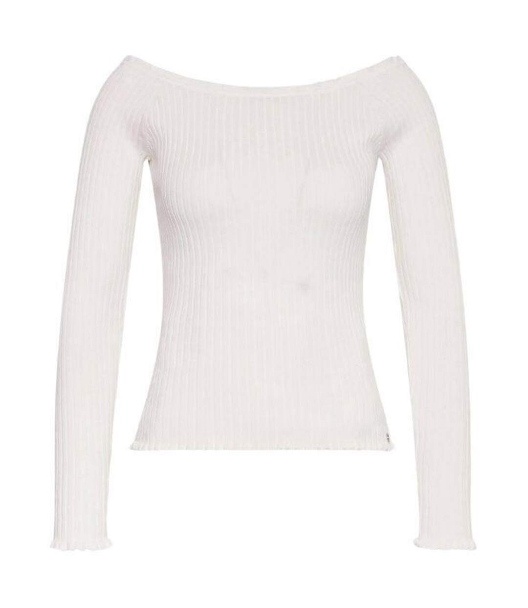 Sweat Motif/style Côtelé Femme Écru Guess-1