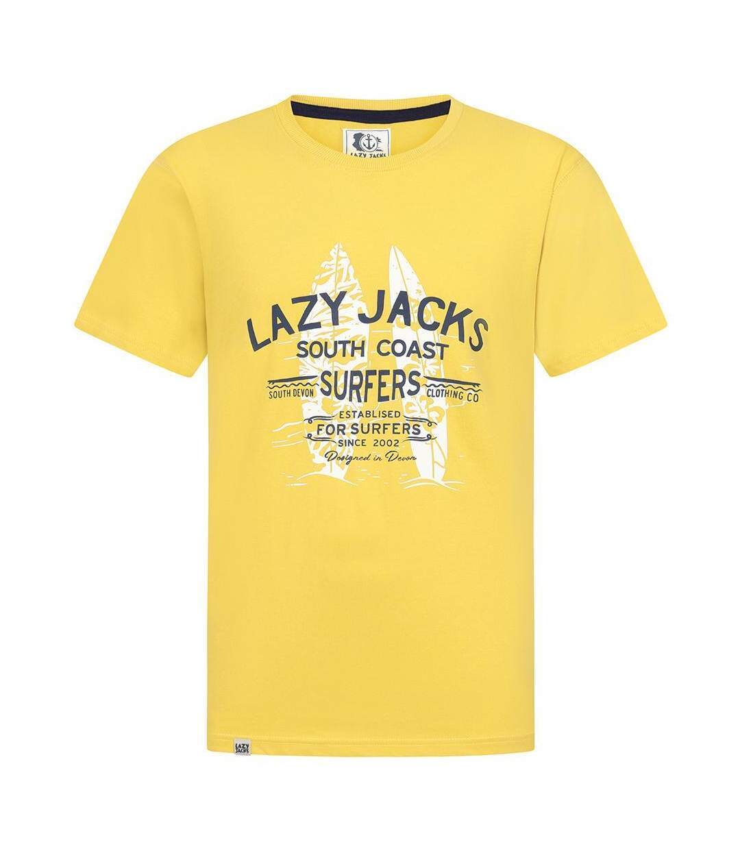 T-shirt Motif/style Surfeur Homme Jaune Lazy Jacks-1