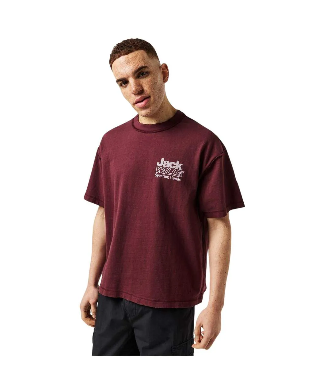Mens Bold Logo Short-sleeved T-shirt Chocolate Jack Wills-1