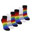 6 Pack Mens Ladies Rainbow Trainer Cotton Socks Bright Colourful Striped Socks-1