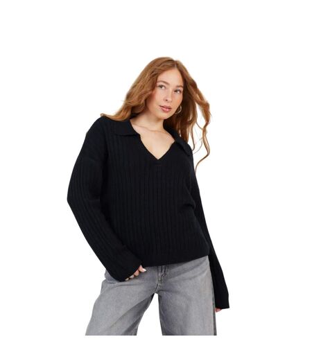 Pull Motif/style Côtelé Femme Noir Brave Soul