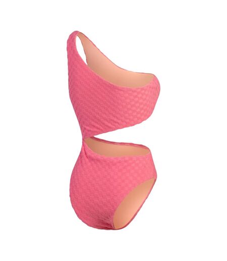 Womens/ladies Checkerboard Textured Cut Out One Piece Swimsuit Light Pink Speedo