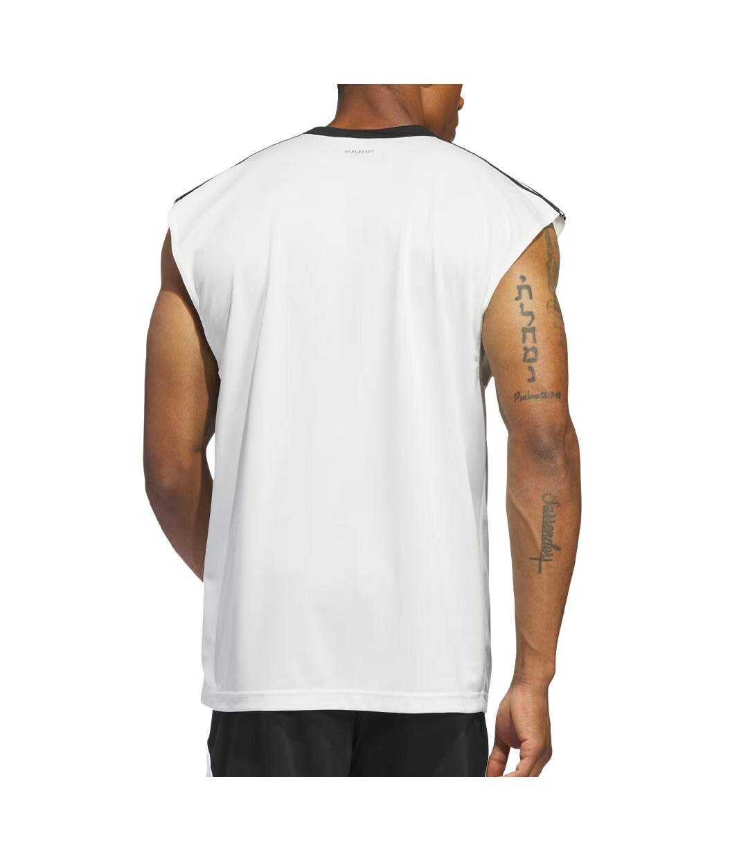 T-Shirt blanc/noir homme adidas all world-2