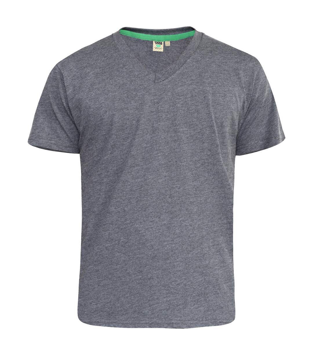 Duke Mens Signature 2 King Size Cotton V Neck T-Shirt (Charcoal Melange) - UTDC184-1