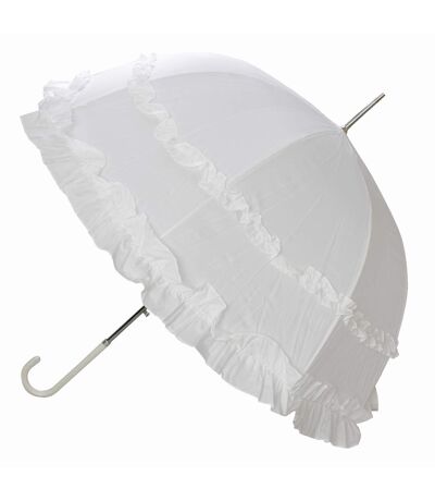 X-Brella Womens/Ladies Double Frill Wedding Umbrella Stick (White) (One Size) - UTUM351