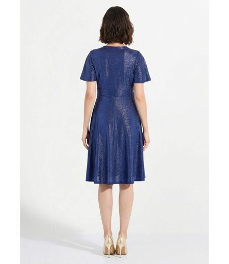 Robe cache-coeur courte brillante manches papillon