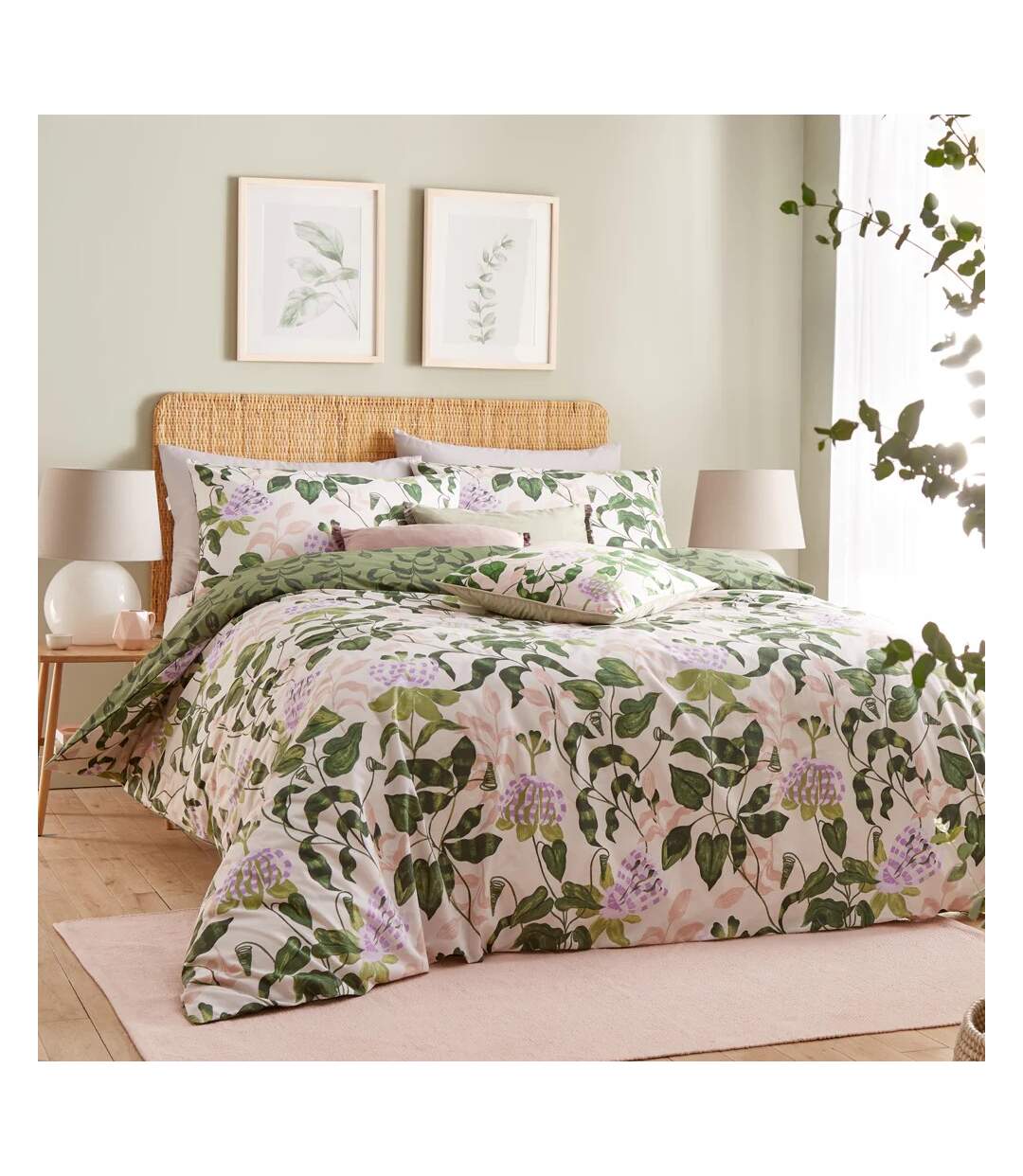 Passiflora botanical duvet cover set peach/vine green Wylder-2