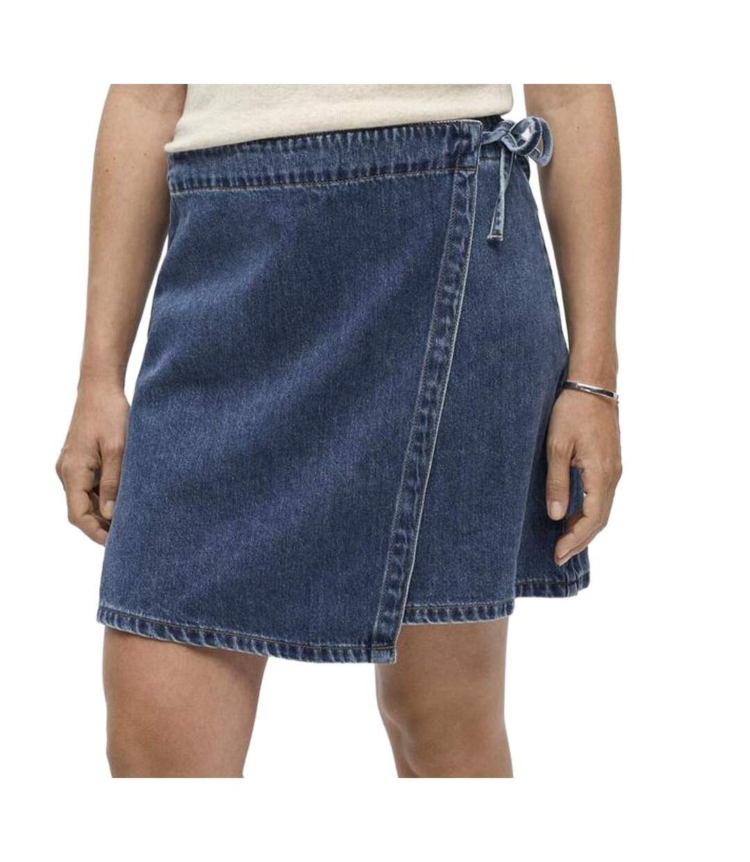 Jupe portefeuille denim bleu femme vero moda wrap-1