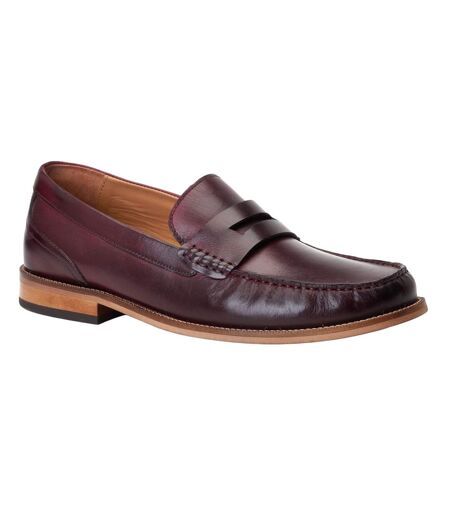 Mens Garfield Leather Penny Loafers Bordo Base London