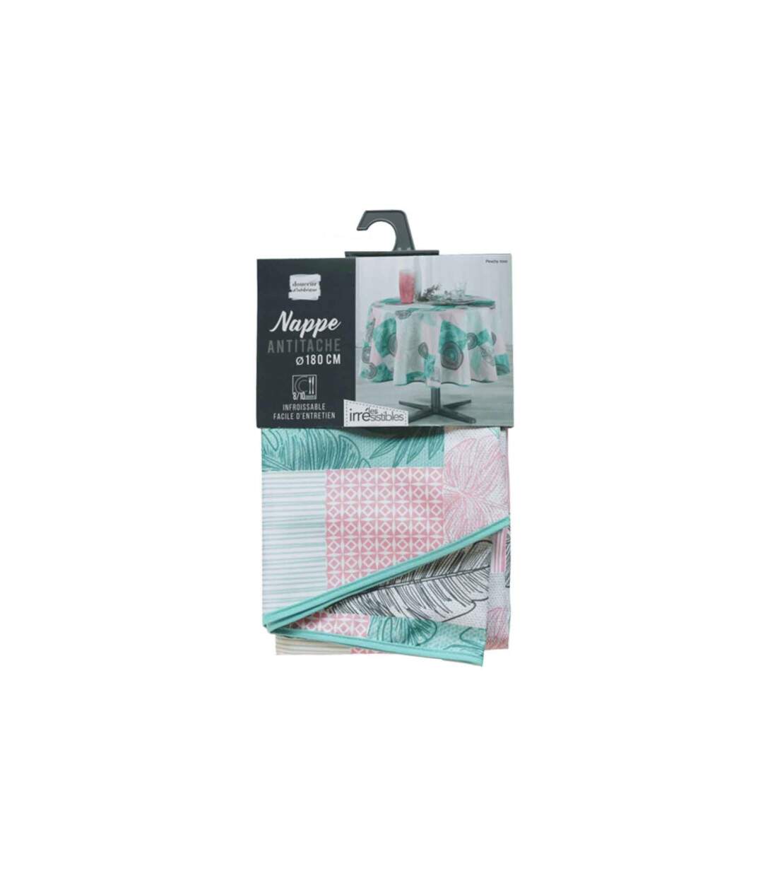 Nappe Antitache Ronde Peachy 180cm Bleu & Rose-2