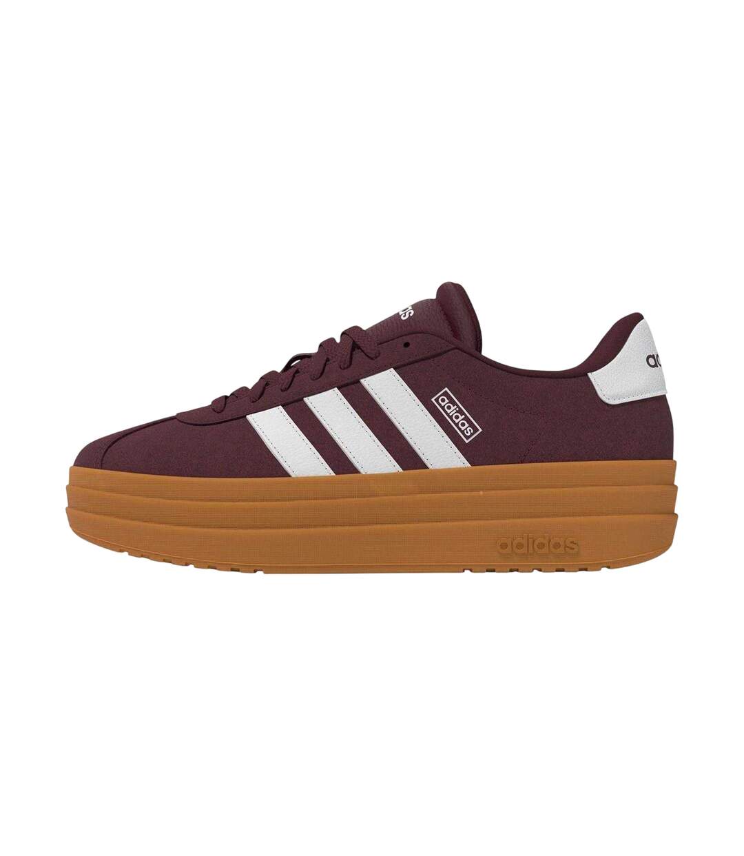 Womens/ladies Court Bold Leather Trainers Burgundy White Adidas-2