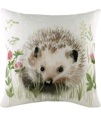 Evans Lichfield Hedgerow Hedgehog Throw Pillow Cover (Off White/Brown/Green) (One Size)