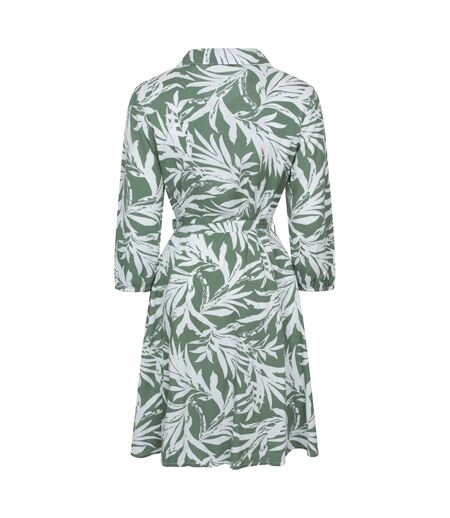 Womens/ladies porto woven button through shirt dress khaki green Mountain Warehouse