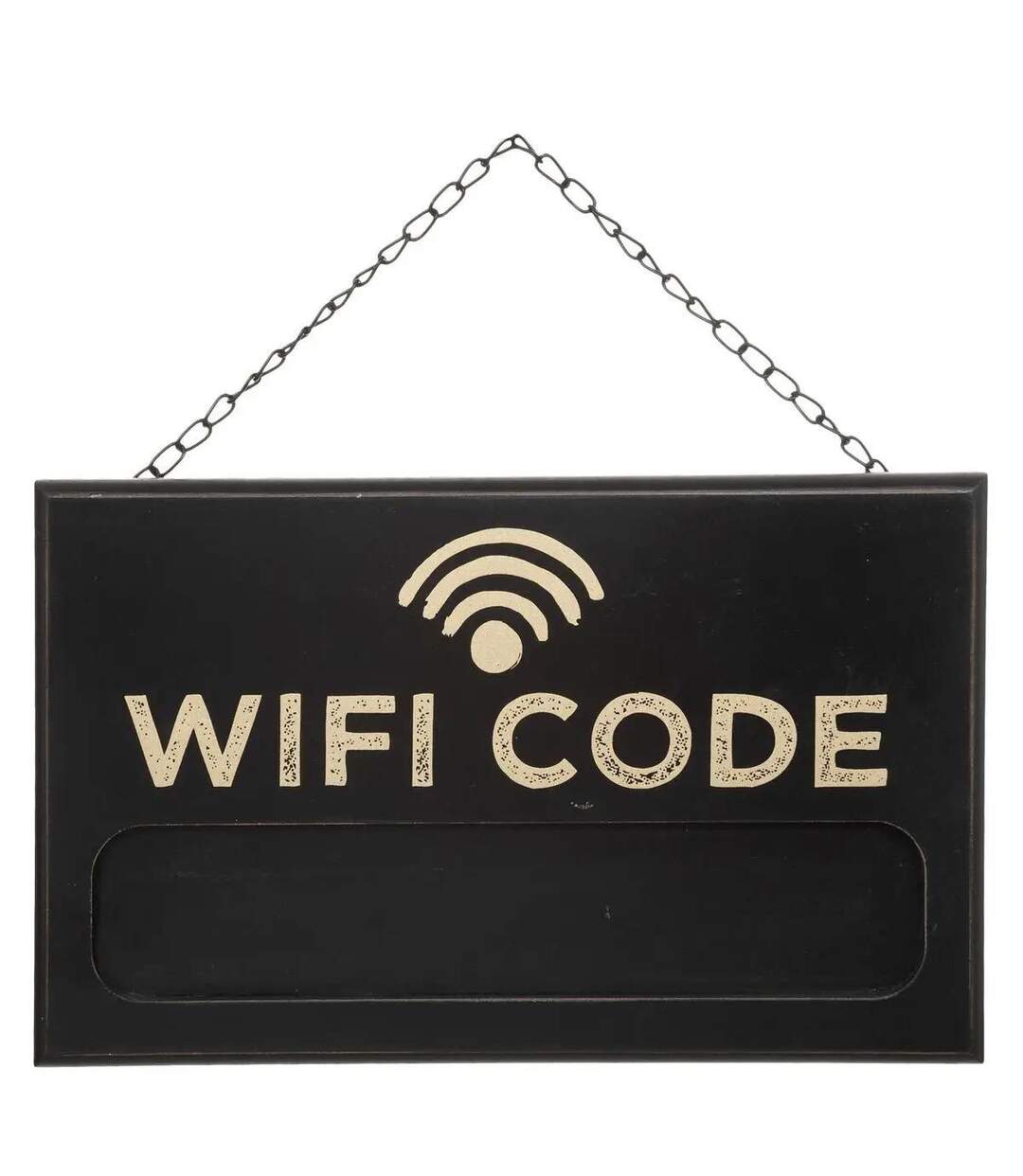 Plaque de Porte Déco Wifi Code 35cm Noir-1