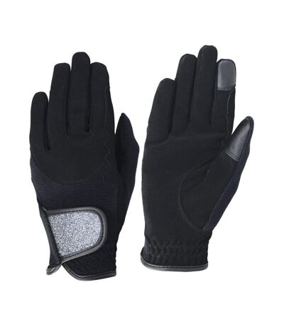 Hy5 Adults Roka Riding Gloves (Black/Silver) - UTBZ685