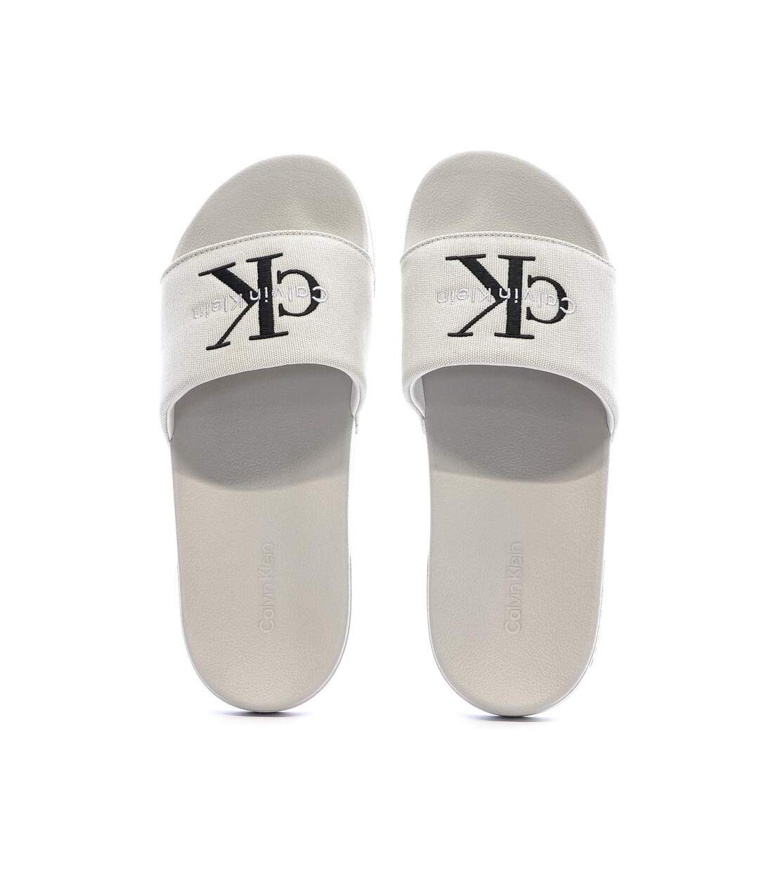 Claquette beige homme calvin klein jeans slide-3