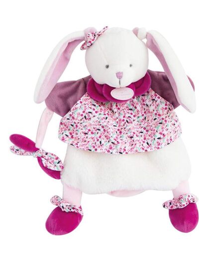 Doudou marionnette à main lapin 28 cm collection LAPIN CERISE rose