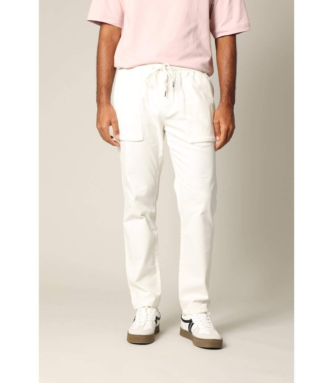 Pantalon en coton avec poches, taille élastiquée et cordon TYLER-2