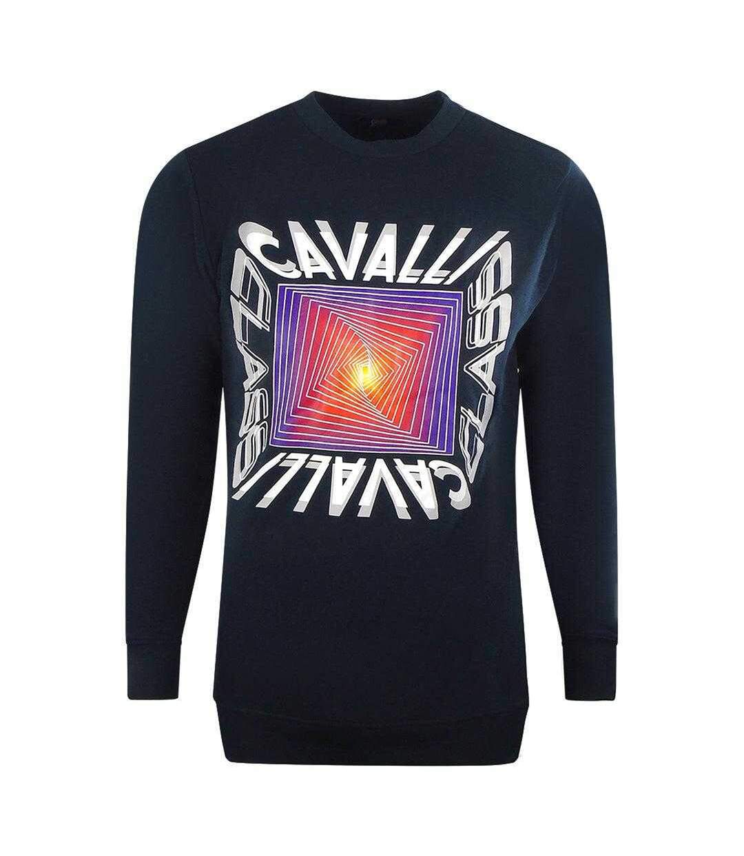 Unisex Adult Asymmetric Sweatshirt Navy Blue Cavalli Class-1