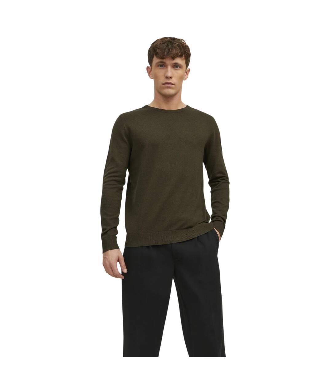 Mens Knitted Jumper Olive Night Jack And Jones-4
