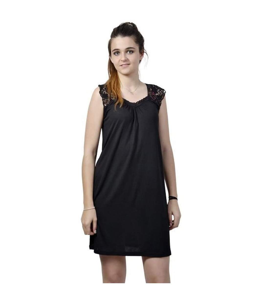 Robe femme sans manche de couleur noir-1