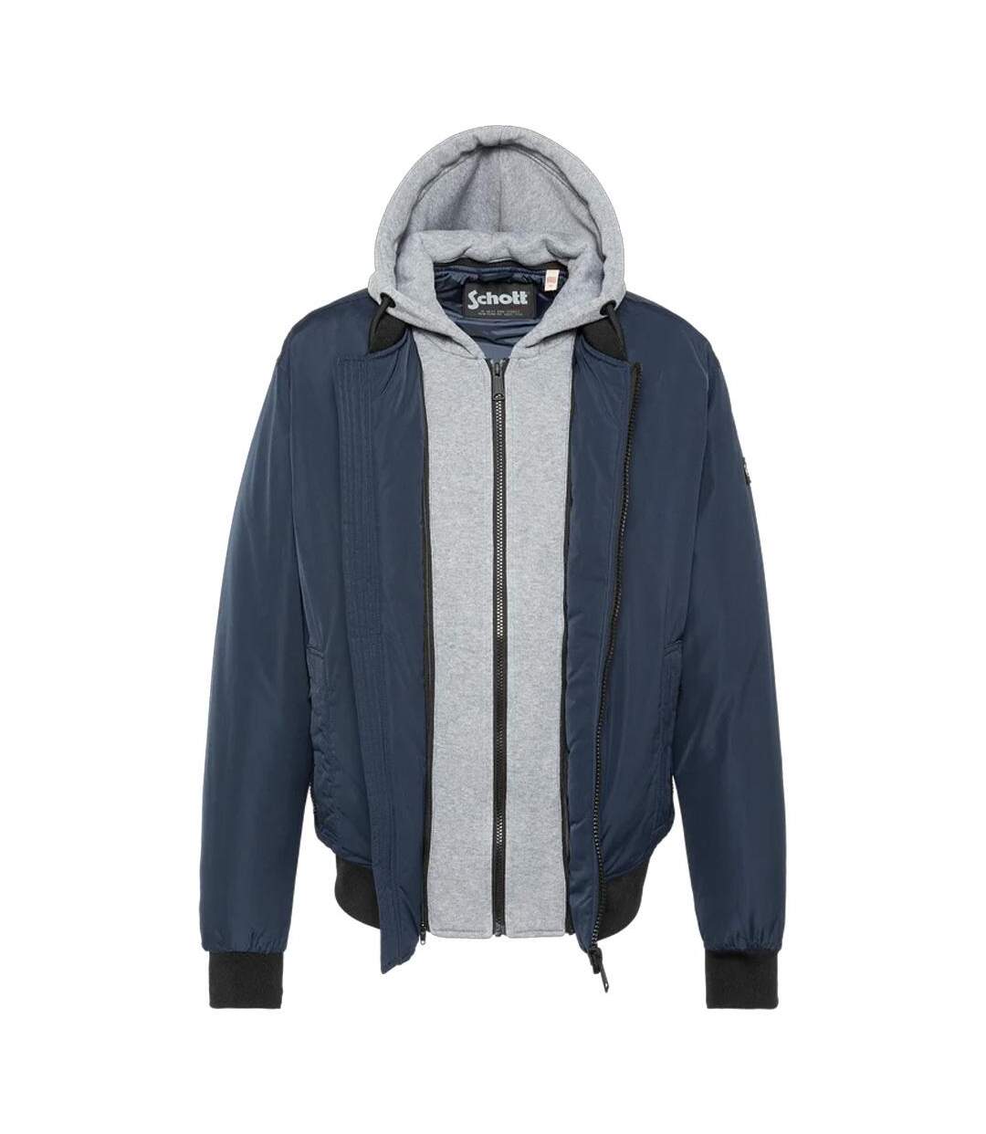 Blouson marine schott pastron amovible-3