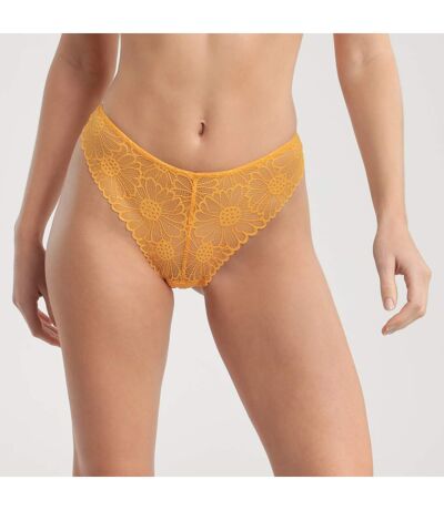 Tanga en dentelle florale et tulle transparent