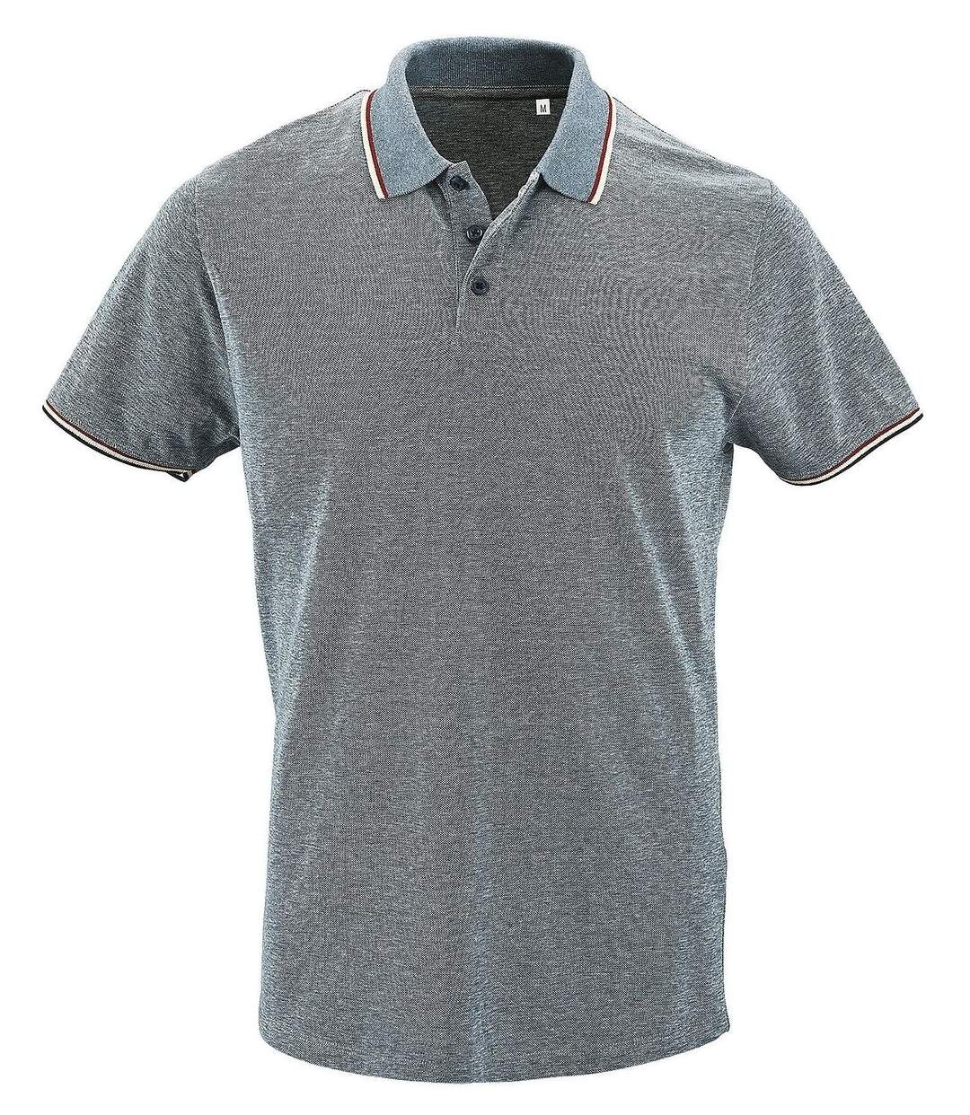 Polo chiné - Homme - 02081 - bleu jean chiné clair-1