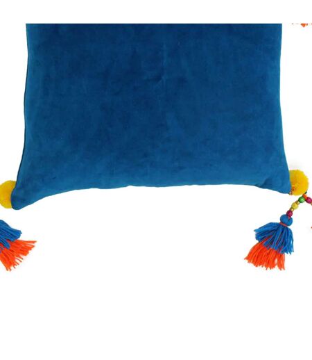 Velvet tassel cushion cover 55 x 55cm teal Paoletti