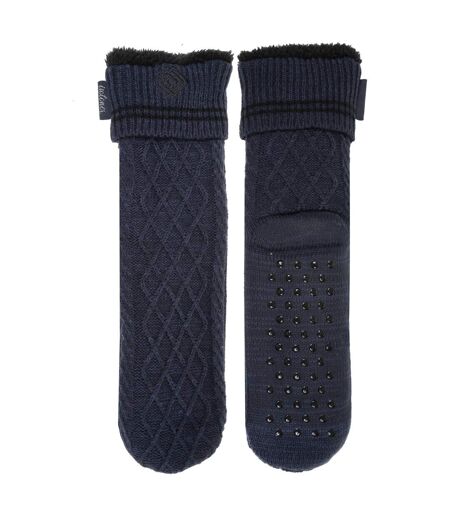 Isotoner Chaussettes d'intérieur homme maille torsadée, picots antidérapants