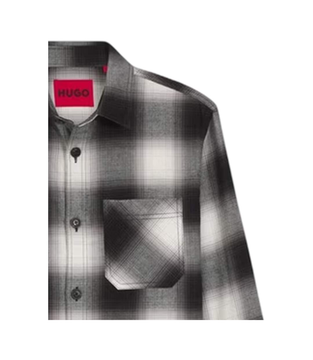Mens Erato Plaid Long-sleeved Shirt Black Hugo-3