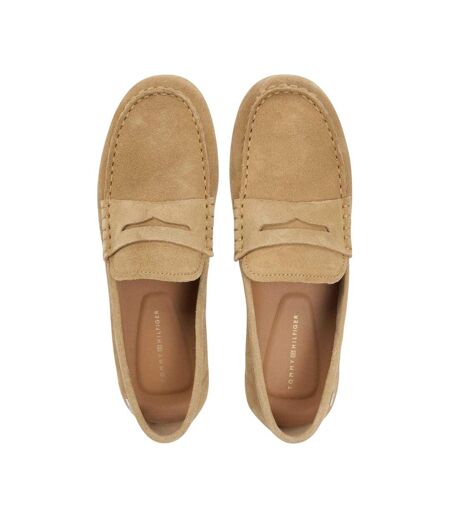 Womens/ladies Suede Flat Loafers Safari Tommy Hilfiger