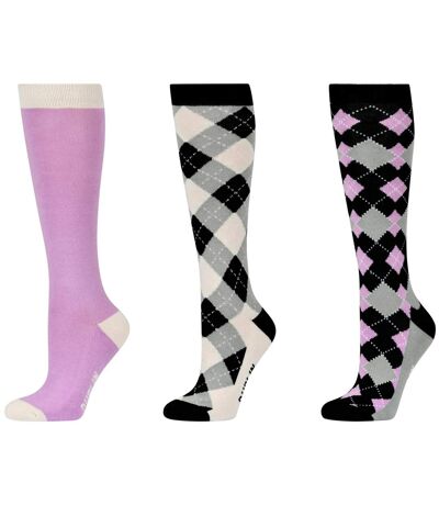 Dublin Unisex Adult Mono Highlands High Riding Socks (Pack of 3) (White/Black/Pink) - UTWB2134