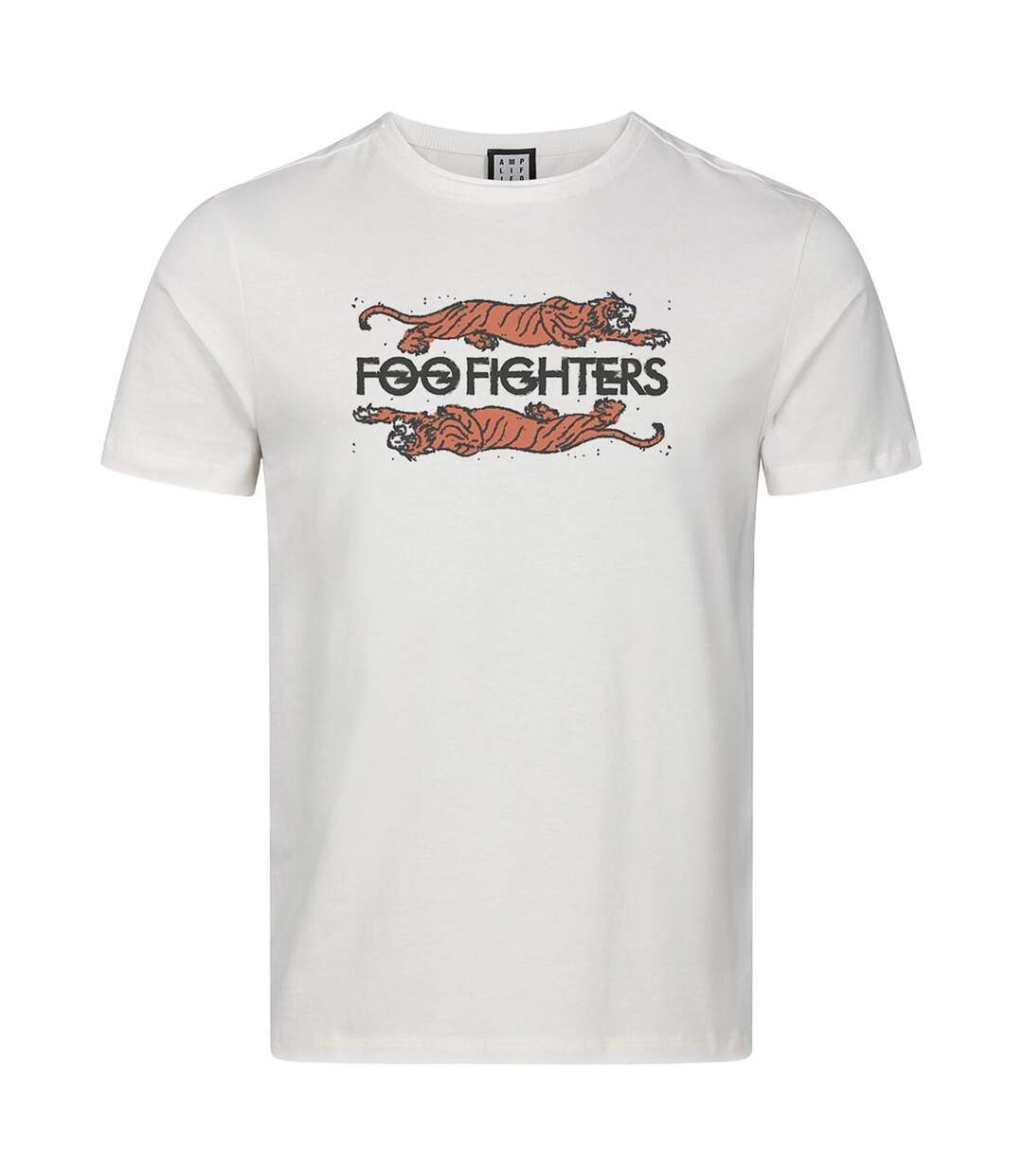 T-shirt Motif/style Foo Fighters Tiger Adulte Vieux Blanc Amplified-1