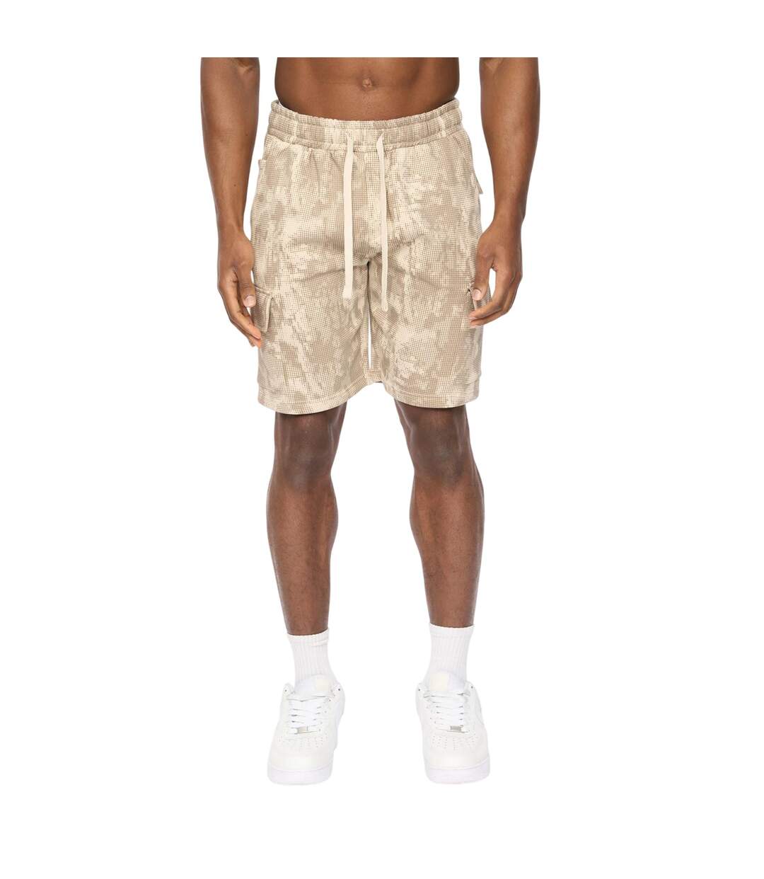 Mens Bardon Camo Cargo Shorts Light Stone Camo Crosshatch-2